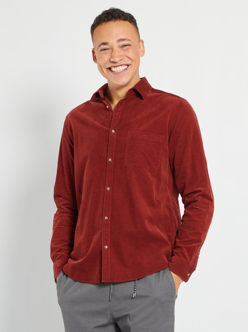 Camisa de bombazina LARANJA - Kiabi