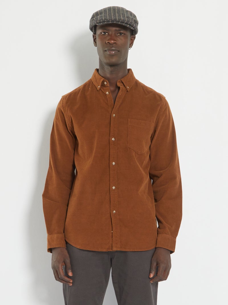 Camisa de bombazina LARANJA - Kiabi