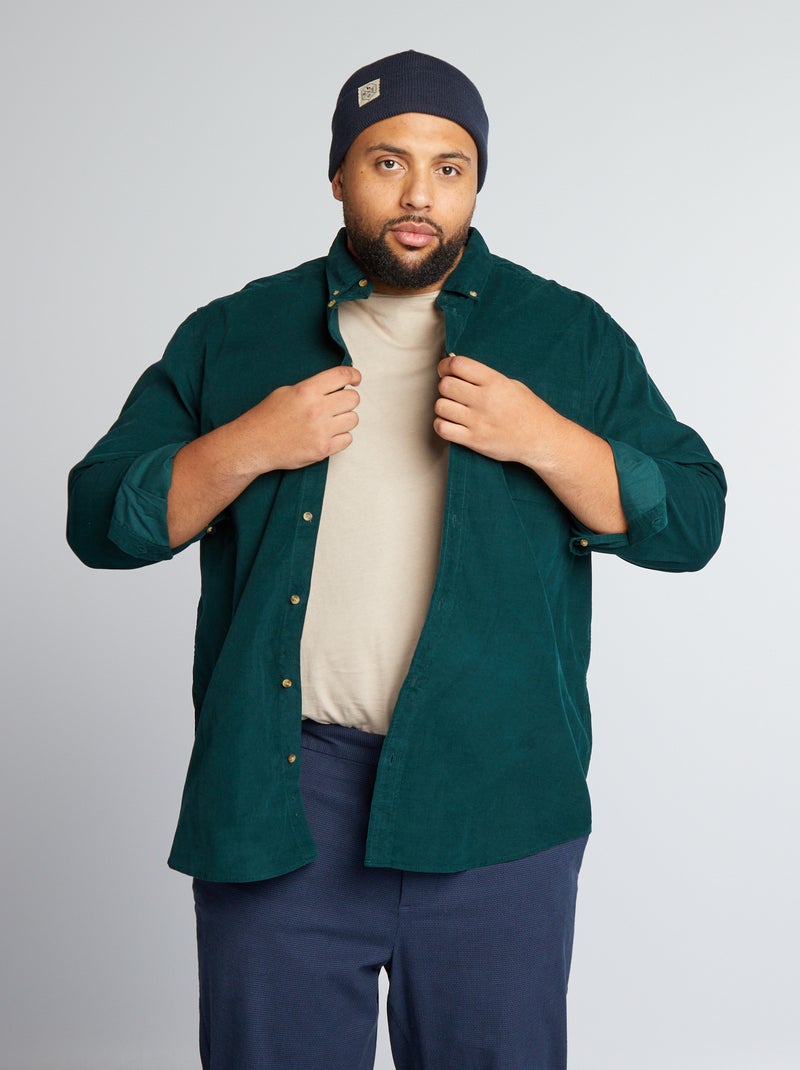 Camisa de bombazina VERDE - Kiabi