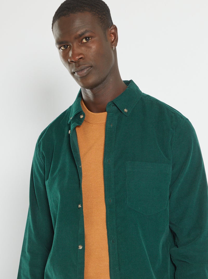 Camisa de bombazina VERDE - Kiabi