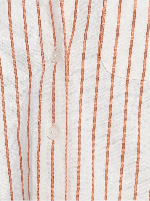 Camisa de botões de manga curta em mistura de linho dilvin - Kiabi Camisa de botões de manga curta em mistura de linho dilvin - Kiabi