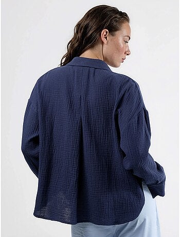 Camisa de botões em algodão texturado busem