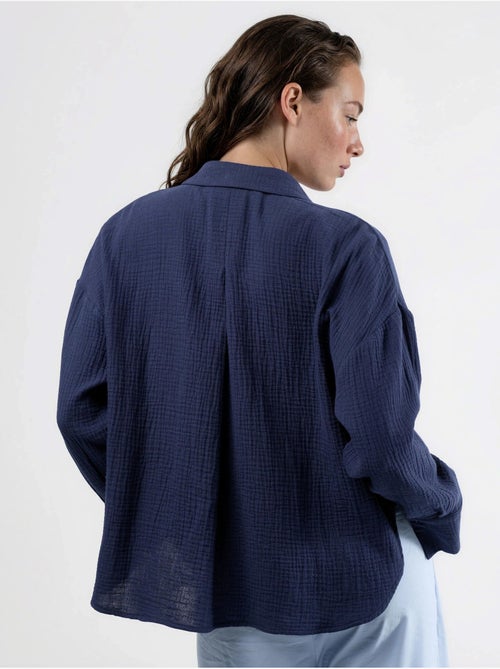 Camisa de botões em algodão texturado busem - Kiabi Camisa de botões em algodão texturado busem - Kiabi