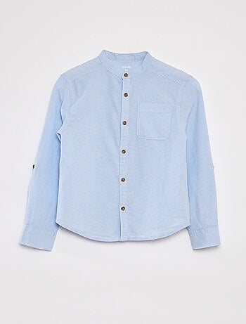 Camisa de cambraia com gola mao