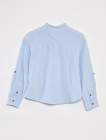 Camisa de cambraia com gola mao