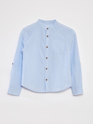 Camisa de cambraia com gola mao