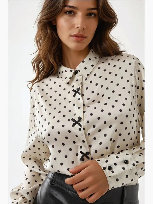 Camisa de cetim às bolinhas com botões hiccup - Kiabi