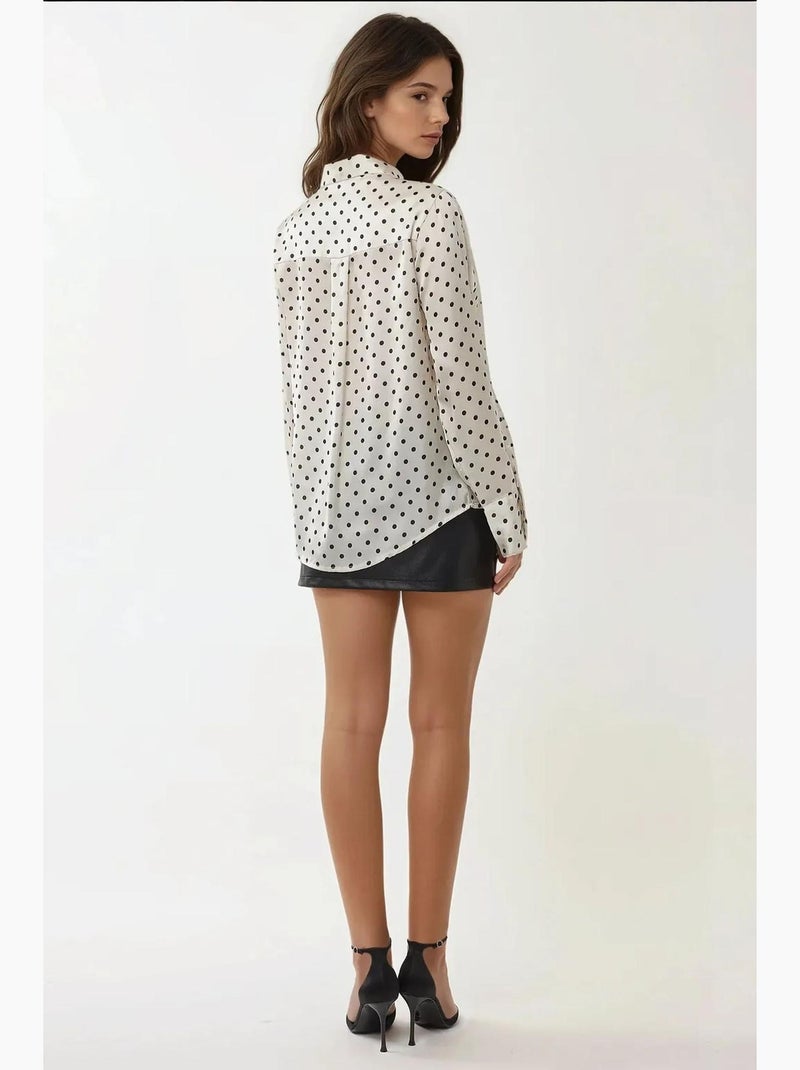 Camisa de cetim às bolinhas com botões hiccup Multicolorido - Kiabi