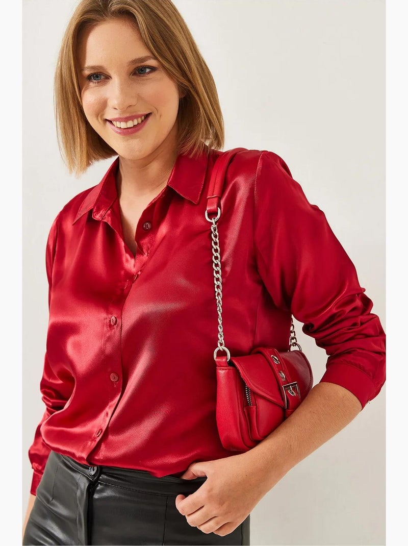 Camisa de cetim lucci Vermelho - Kiabi