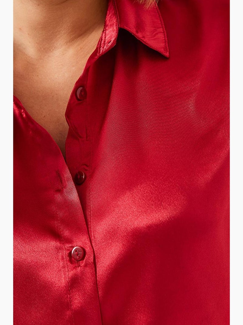 Camisa de cetim lucci Vermelho - Kiabi