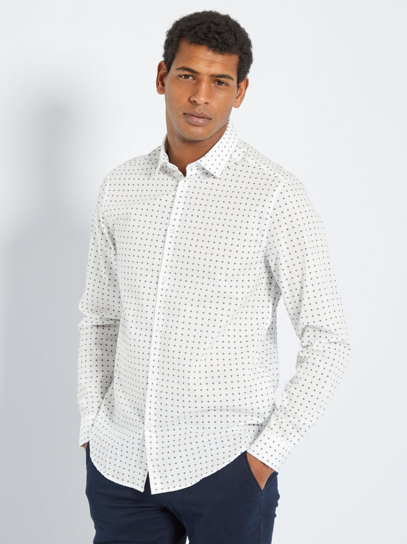 Camisa de corte a direito em popelina BRANCO - Kiabi
