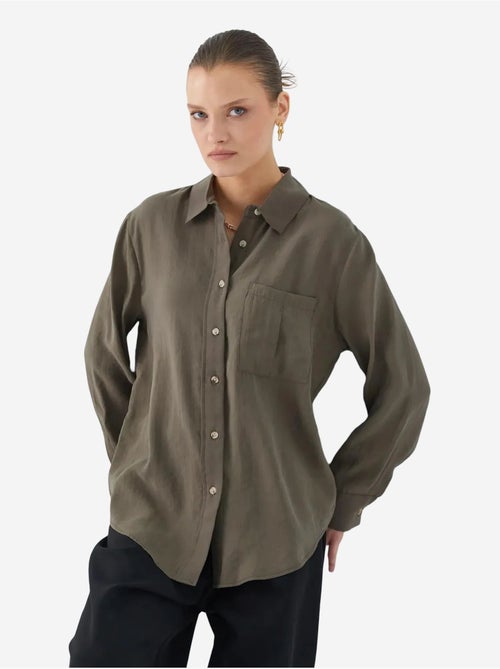 Camisa de corte descontraído com bolso mixray - Kiabi Camisa de corte descontraído com bolso mixray - Kiabi