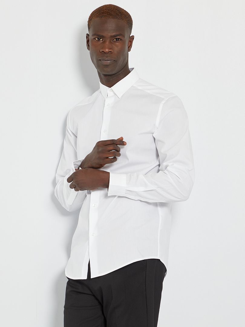 Camisa de corte direito branca Branco - Kiabi