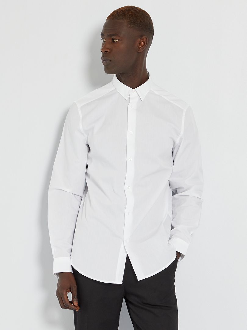 Camisa de corte direito branca Branco - Kiabi
