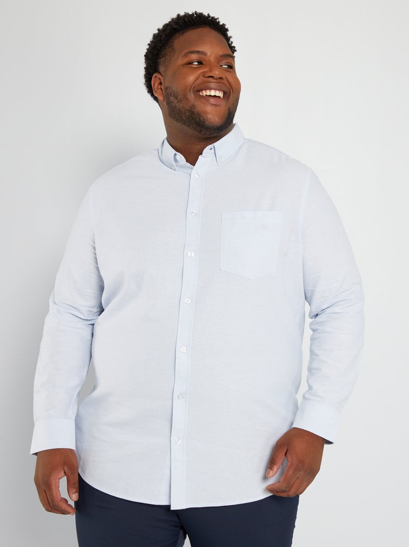 Camisa de corte direito com bolso AZUL - Kiabi