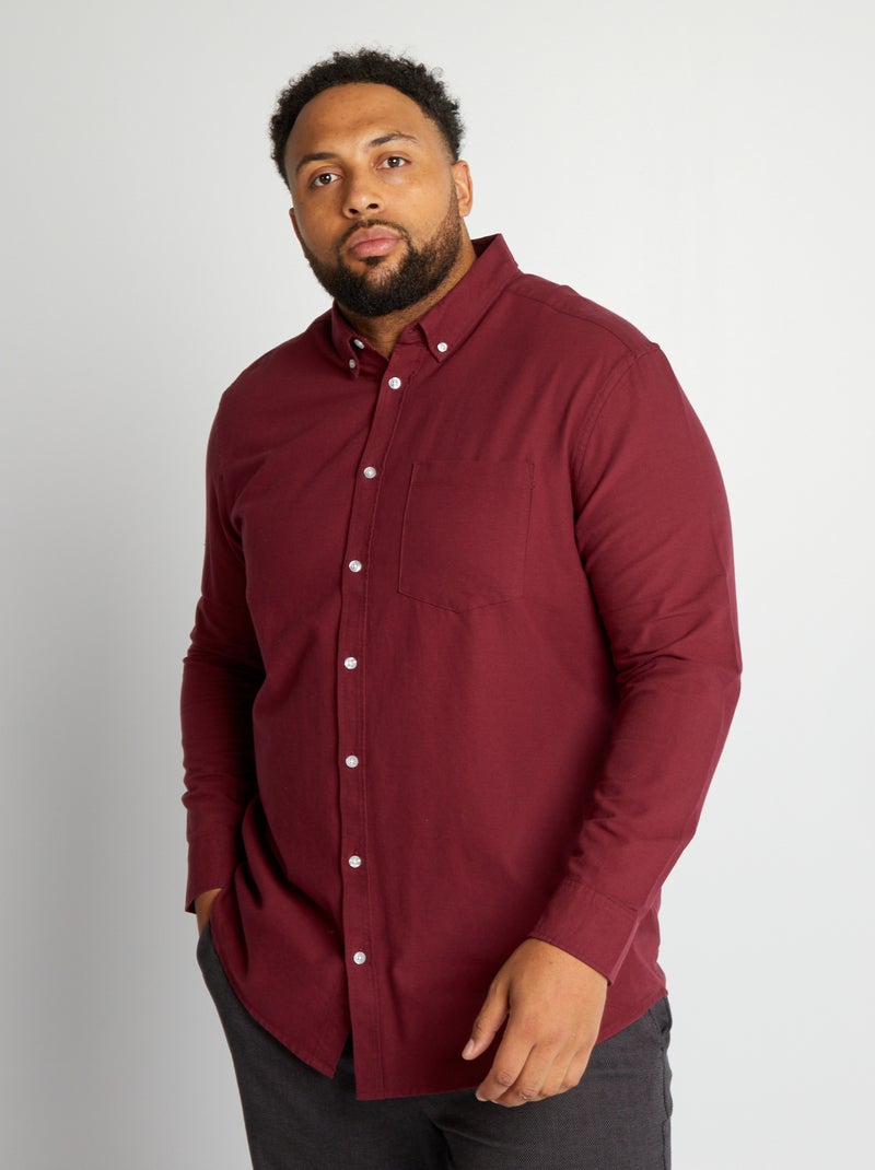 Camisa de corte direito com bolso VERMELHO - Kiabi