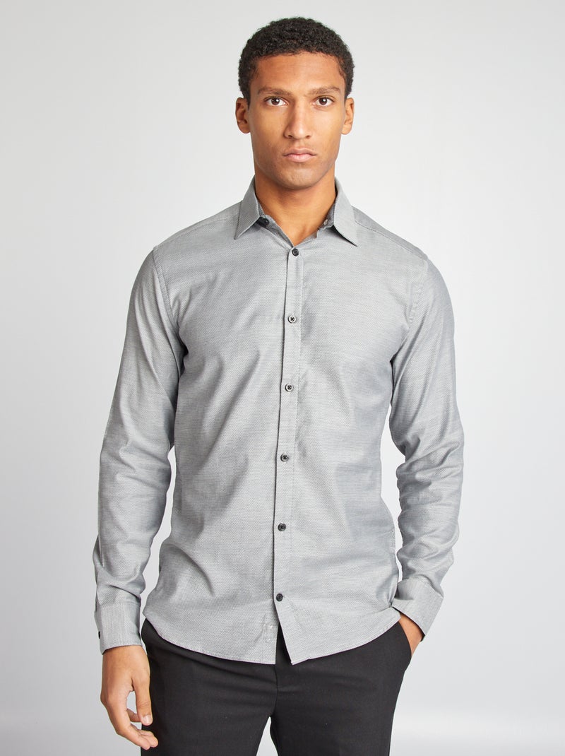 Camisa de corte direito com motivo CINZA - Kiabi