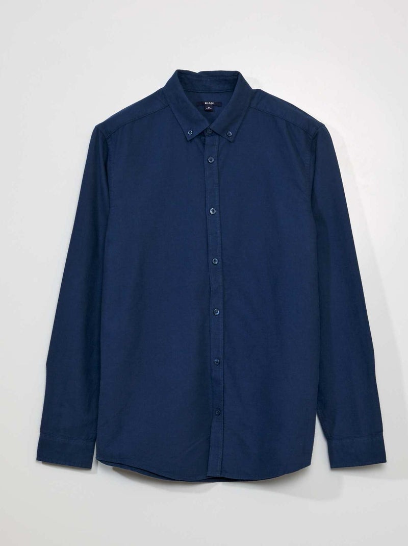 Camisa de corte direito de manga comprida AZUL - Kiabi
