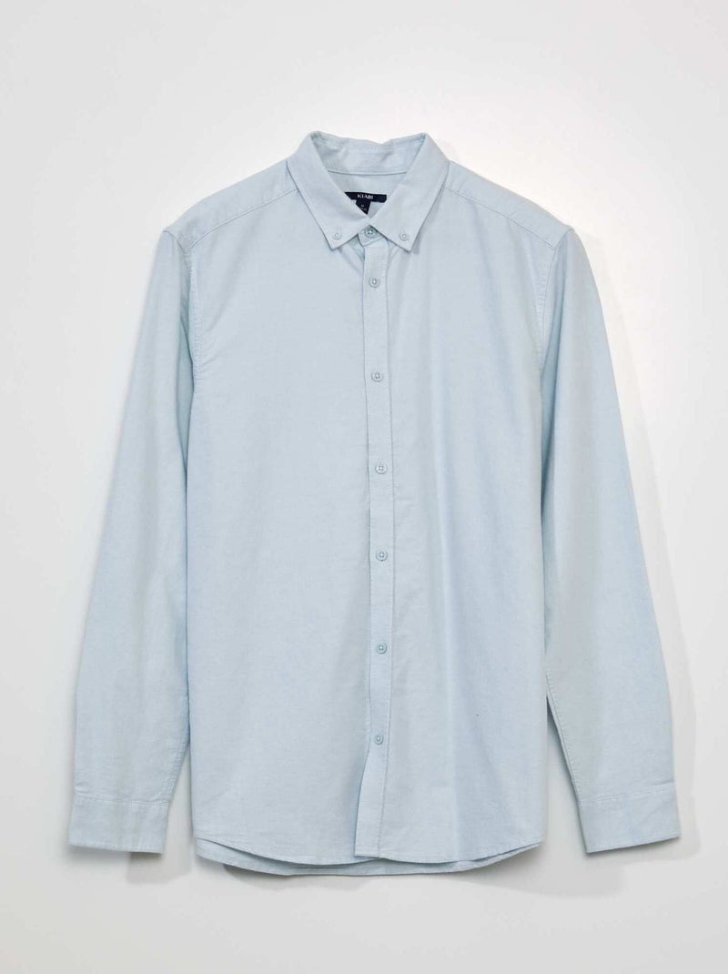 Camisa de corte direito de manga comprida AZUL - Kiabi