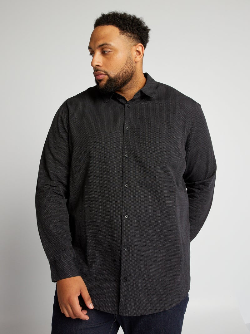 Camisa de corte direito de manga comprida PRETO - Kiabi