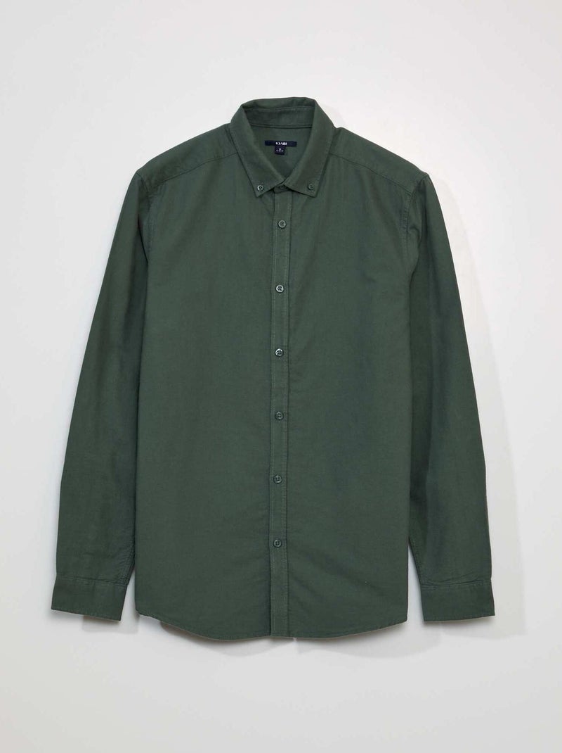 Camisa de corte direito de manga comprida VERDE - Kiabi