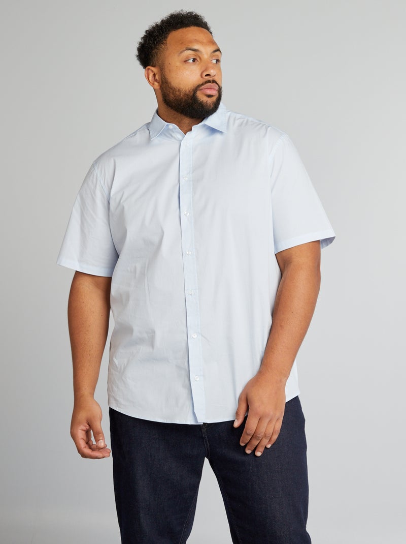 Camisa de corte direito de manga curta AZUL - Kiabi