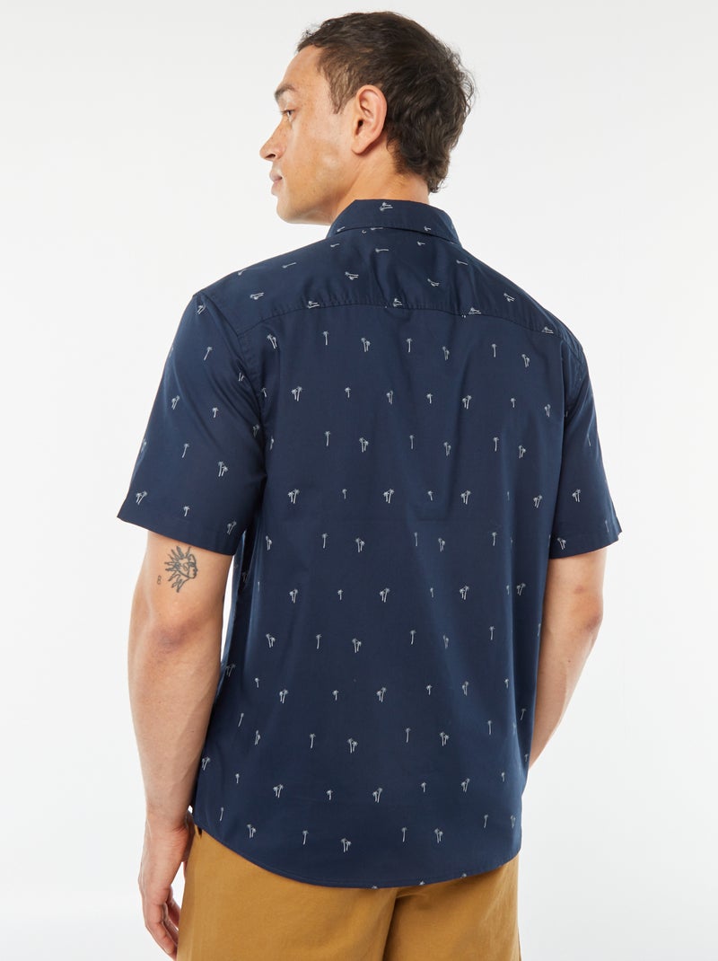 Camisa de corte direito de manga curta Azul - Kiabi