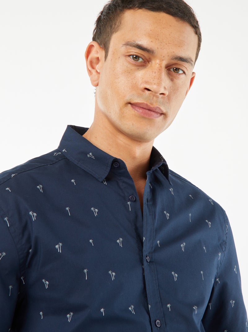 Camisa de corte direito de manga curta Azul - Kiabi
