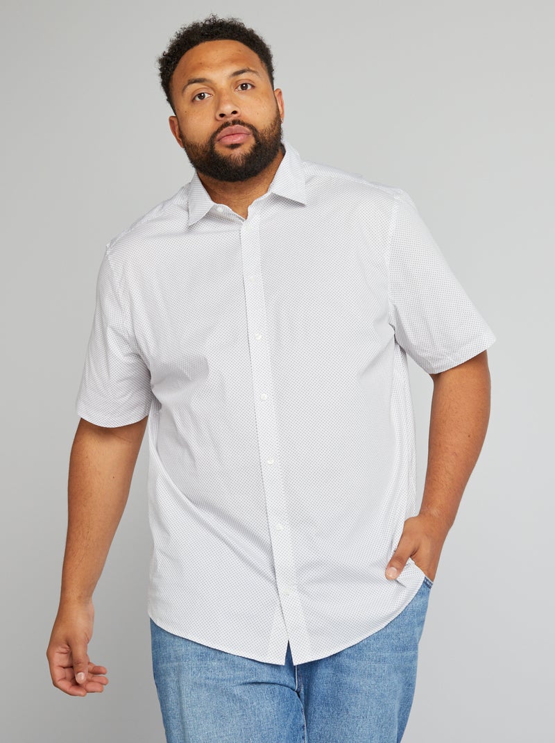 Camisa de corte direito de manga curta BRANCO - Kiabi