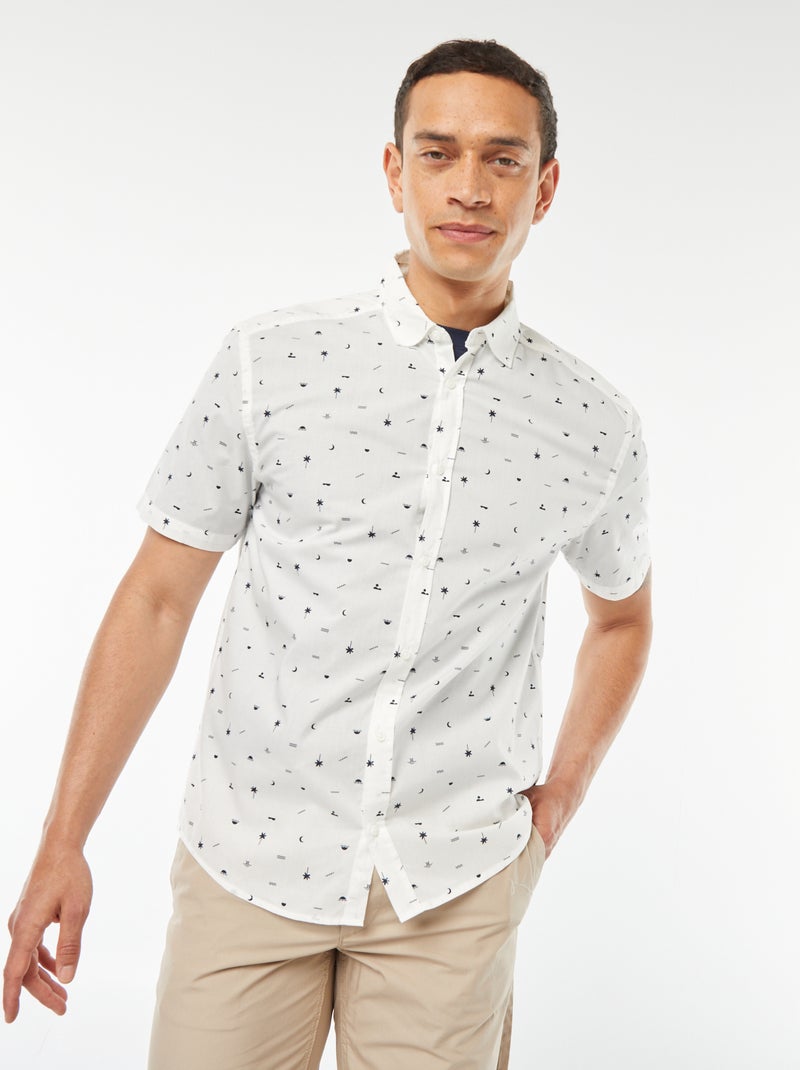 Camisa de corte direito de manga curta BRANCO - Kiabi