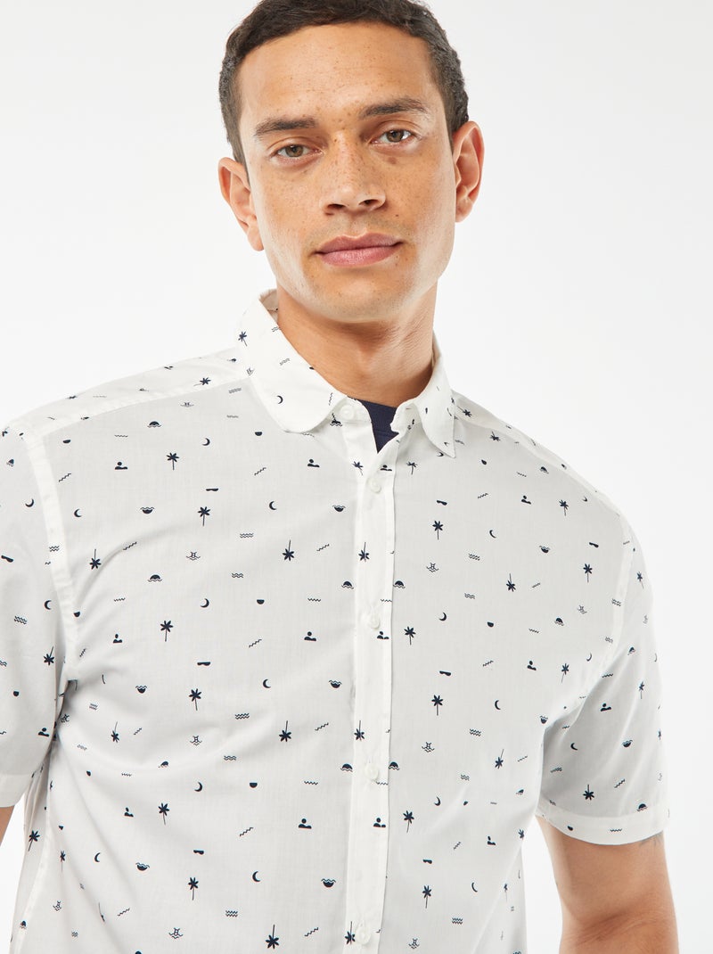 Camisa de corte direito de manga curta BRANCO - Kiabi