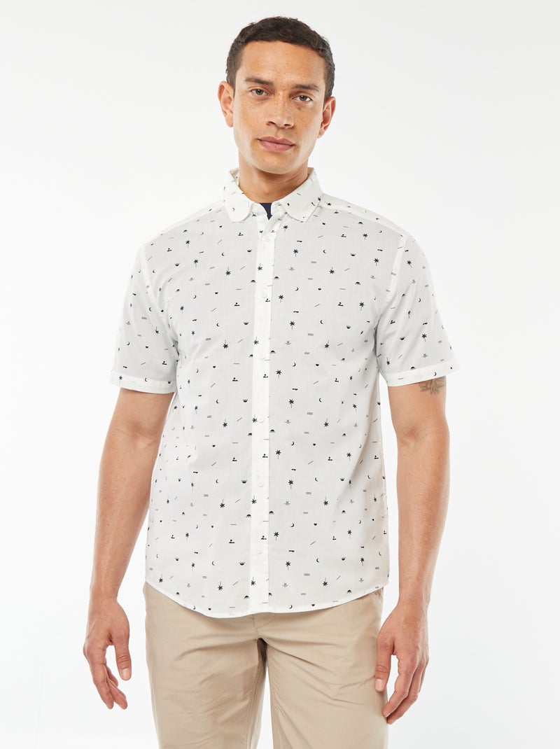 Camisa de corte direito de manga curta BRANCO - Kiabi