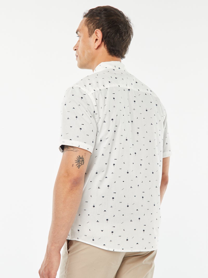 Camisa de corte direito de manga curta BRANCO - Kiabi