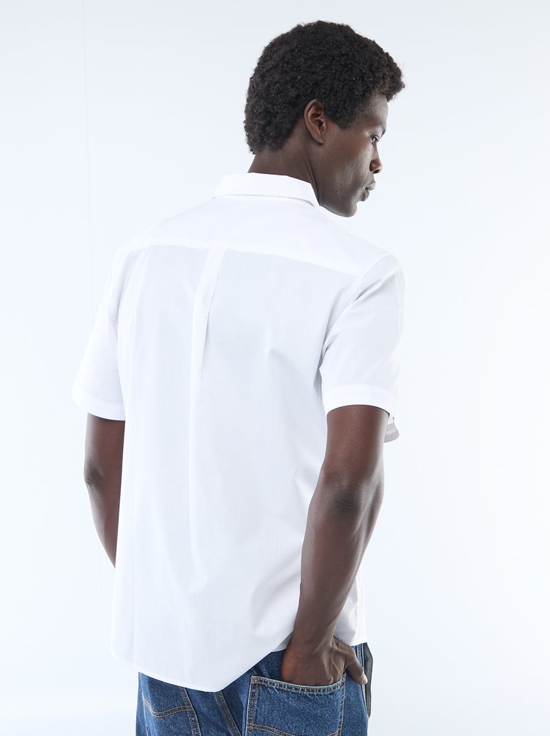Camisa de corte direito de manga curta Branco - Kiabi