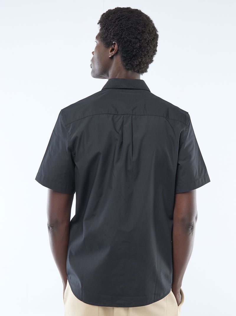 Camisa de corte direito de manga curta Preto - Kiabi