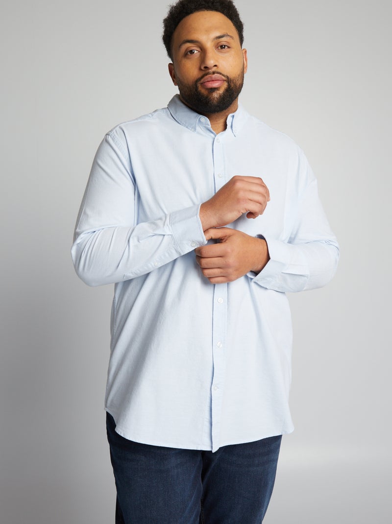 Camisa de corte direito e elástica AZUL - Kiabi