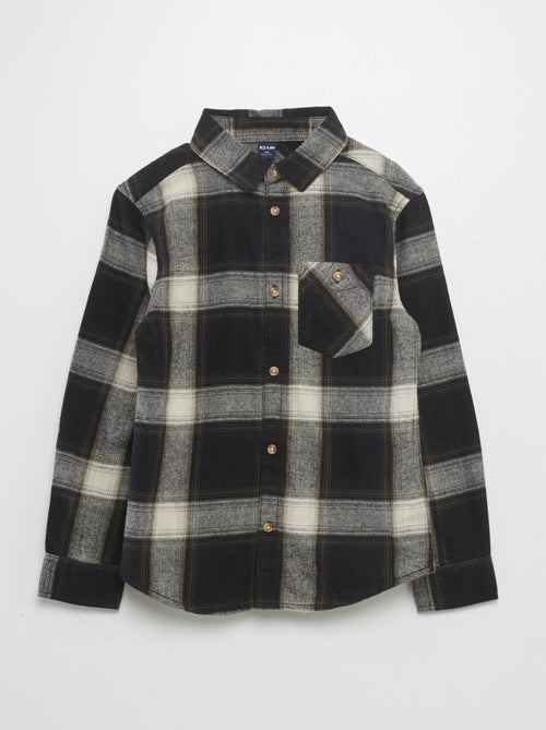 Camisa de corte direito em flanela - Kiabi