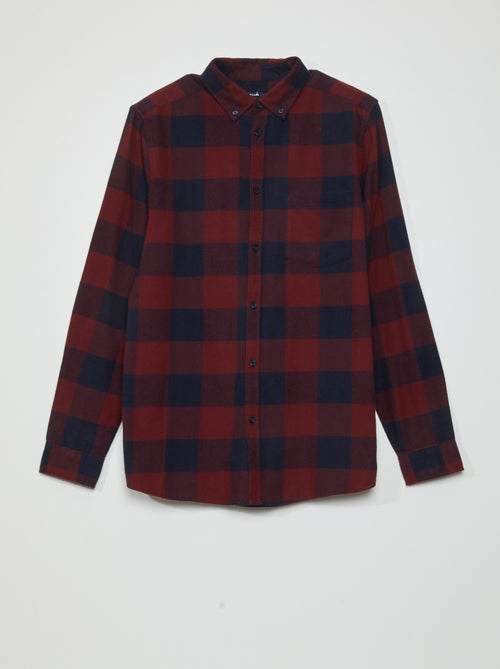 Camisa de corte direito em flanela - Kiabi