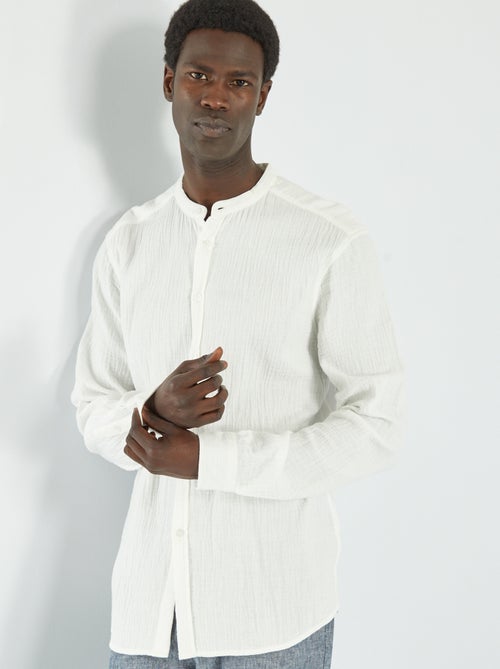 Camisa de corte direito em gaze de algodão - Kiabi