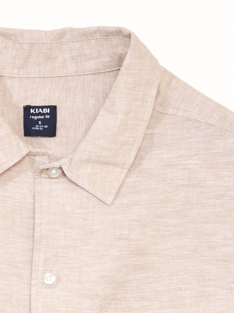 Camisa de corte reto - coleção fácil de vestir BEGE - Kiabi
