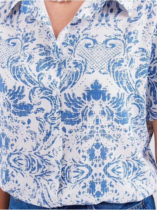 Camisa de crepe estampado com botões bdart - Kiabi Camisa de crepe estampado com botões bdart - Kiabi