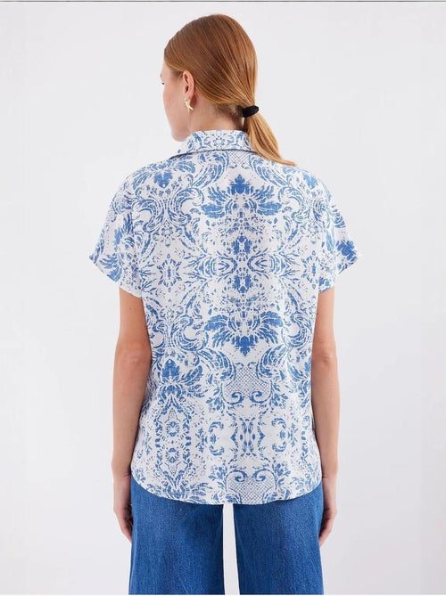 Camisa de crepe estampado com botões bdart - Kiabi Camisa de crepe estampado com botões bdart - Kiabi