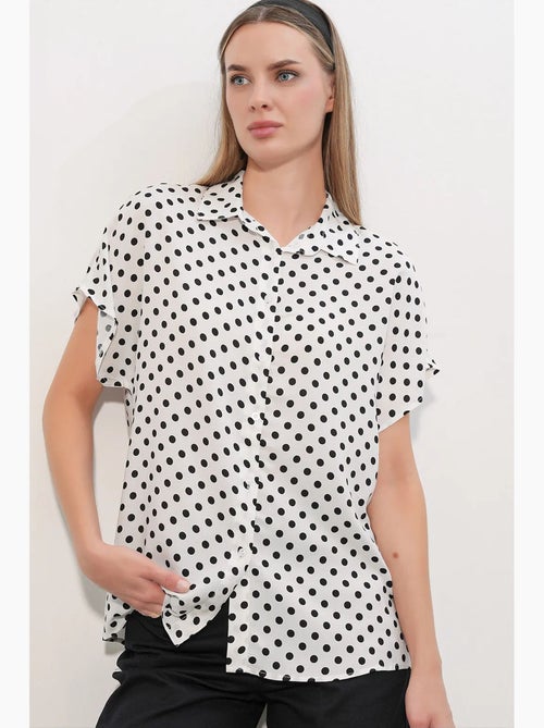 Camisa de crepe estampado com botões bdart - Kiabi Camisa de crepe estampado com botões bdart - Kiabi