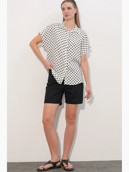 Camisa de crepe estampado com botões bdart - Kiabi Camisa de crepe estampado com botões bdart - Kiabi
