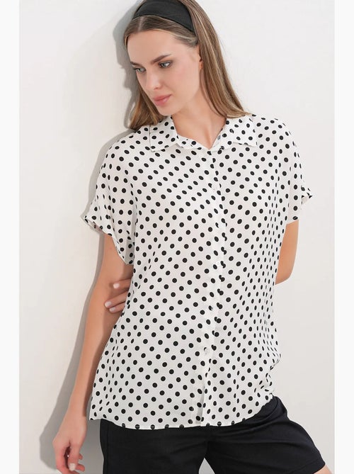 Camisa de crepe estampado com botões bdart - Kiabi Camisa de crepe estampado com botões bdart - Kiabi