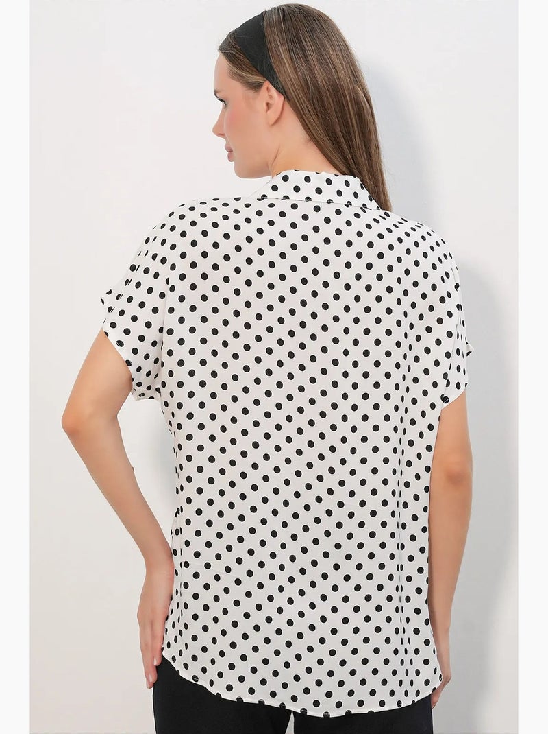 Camisa de crepe estampado com botões bdart Branco sujo - Kiabi