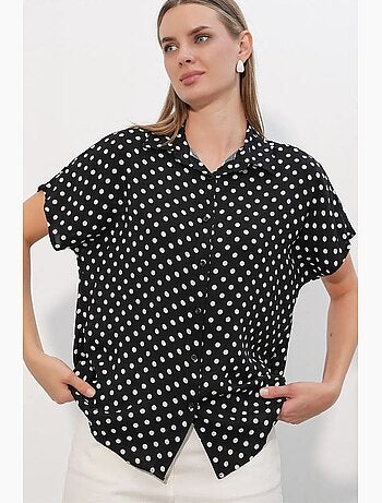 Camisa de crepe estampado com botões bdart