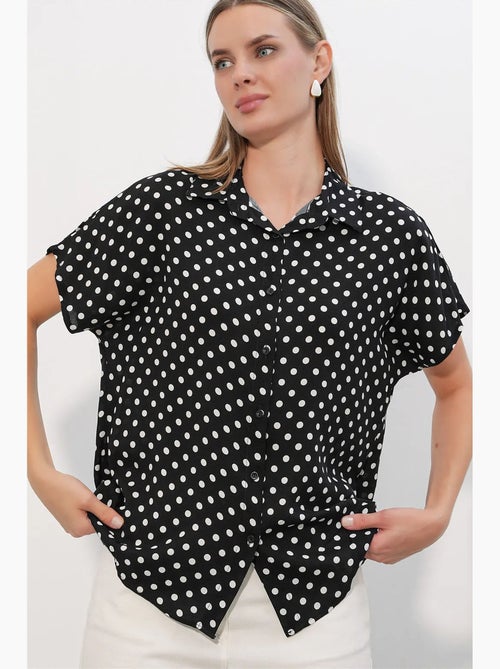 Camisa de crepe estampado com botões bdart - Kiabi Camisa de crepe estampado com botões bdart - Kiabi
