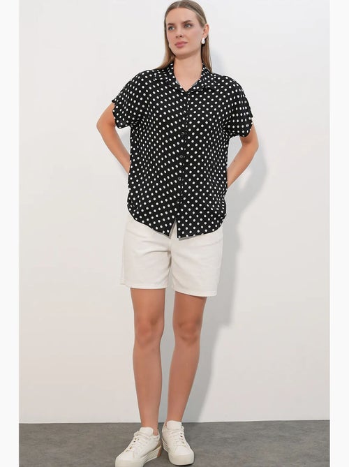 Camisa de crepe estampado com botões bdart - Kiabi Camisa de crepe estampado com botões bdart - Kiabi
