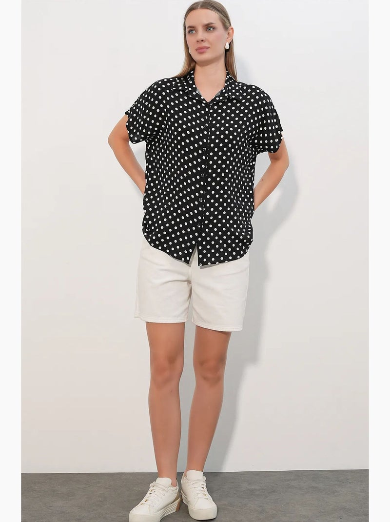 Camisa de crepe estampado com botões bdart Preto - Kiabi